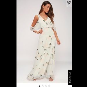White Floral Print Maxi Dress